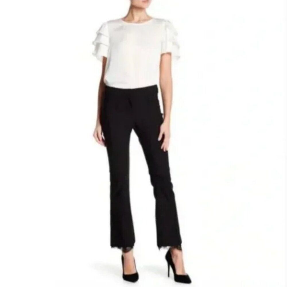 Nanette Lepore Lace Trim Black Pintuck Detail Pants Size 6